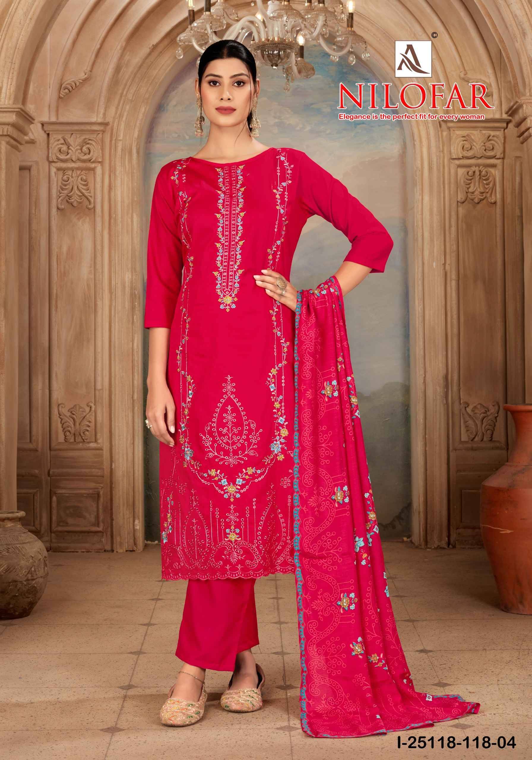 NILOFAR 118 Series By Alok Pakistani Stylish Beautiful Colourful Printed & Embroidered Party Wear & Occasional Wear Pure cotton Dresses At Wholesale Price